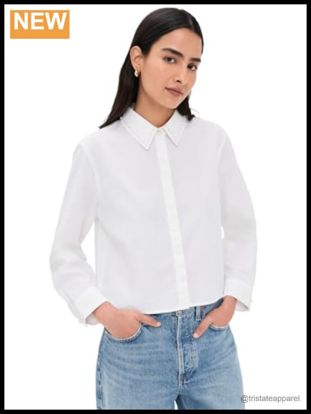 Velvet Jocelyn Novelty Poplin Button Down Shirt - 100% Cotton Long Sleeve White